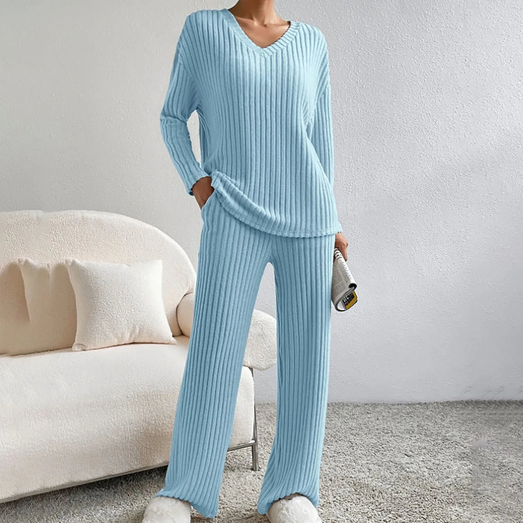 Completo da casa in maglia comodo a 2 pezzi da donna