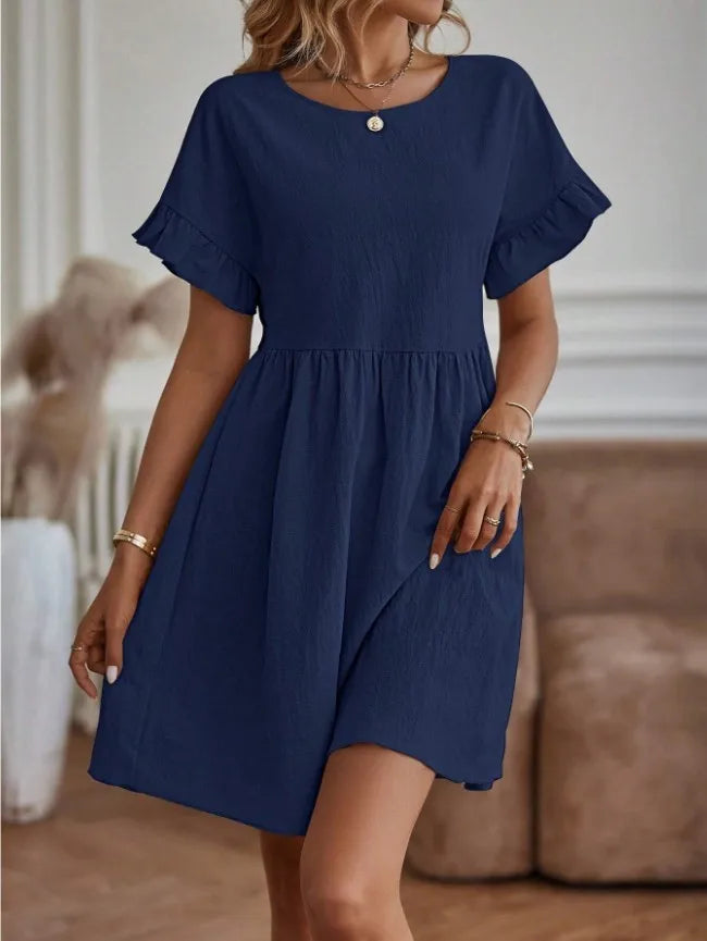 Mini abito da donna con scollo tondo – Stile casual elegante per tutti i giorni