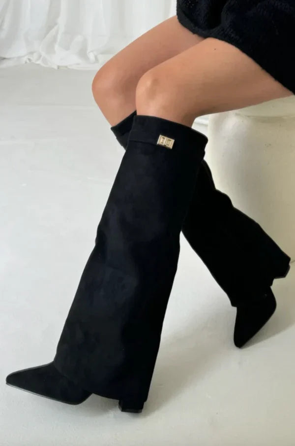 Stivali con tacco alto da donna - Design elegante con dettagli dorati