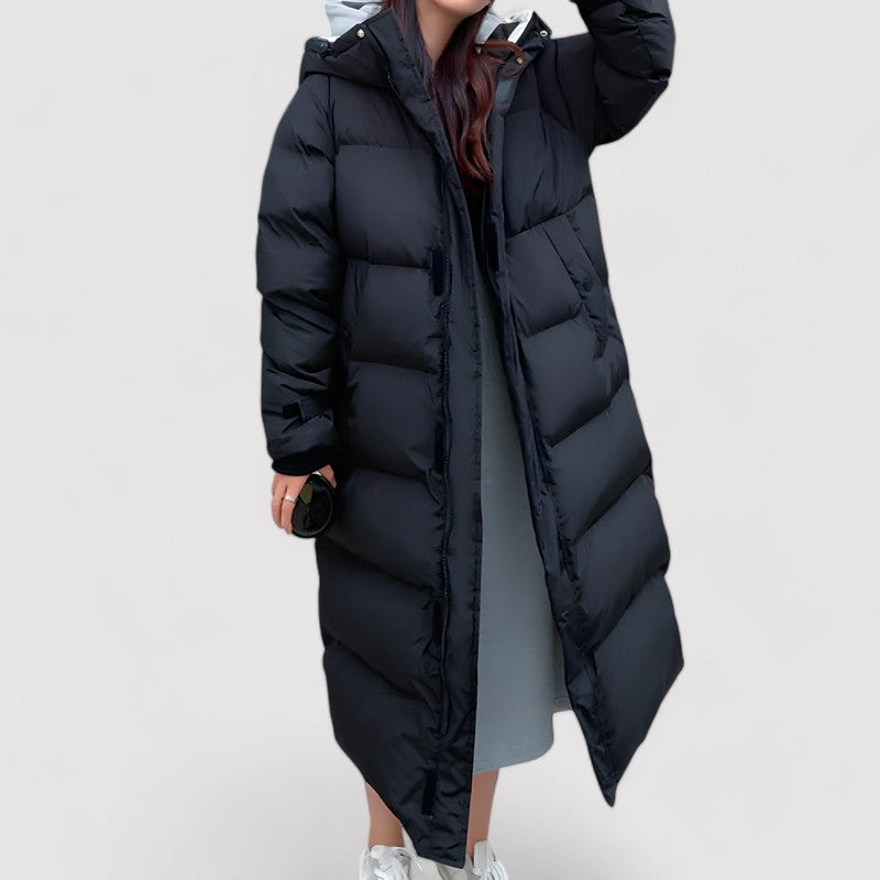 Parka con cappuccio nero da donna – Giacca invernale lunga e impermeabile
