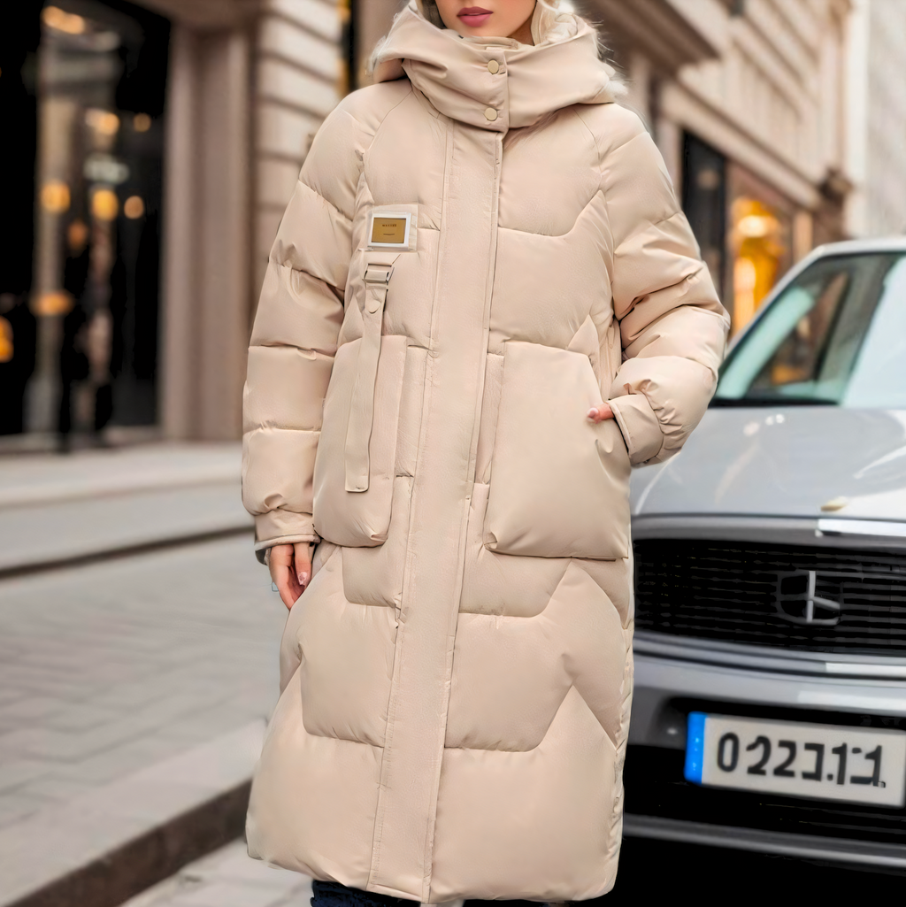 Cappotto da donna lungo trapuntato impermeabile invernale elegante