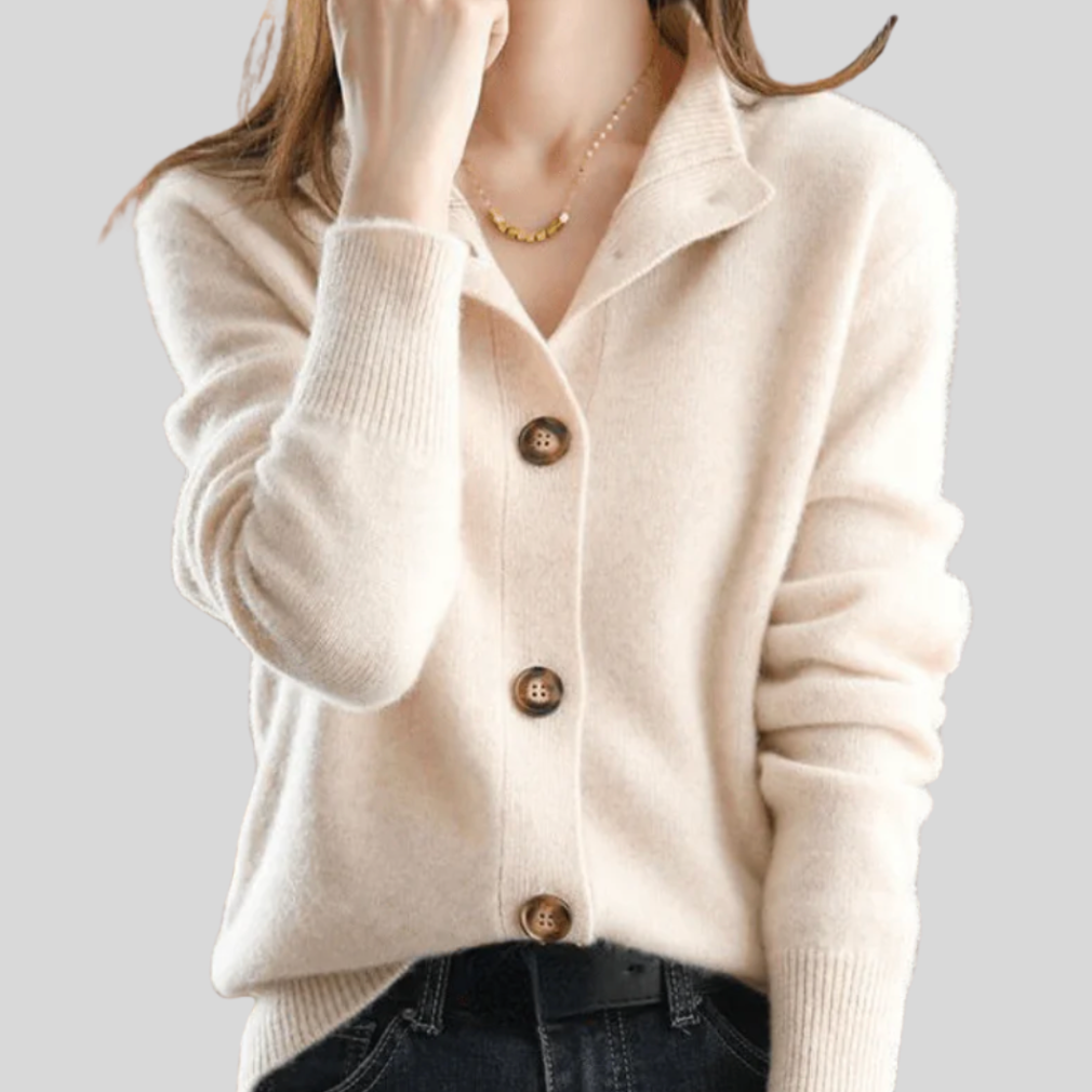 Cardigan da donna in misto lana – Maglia morbida con scollo a V e bottoni sul davanti