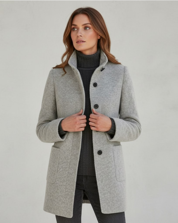 Cappotto corto in misto lana da donna moderno – Elegante giacca monopetto