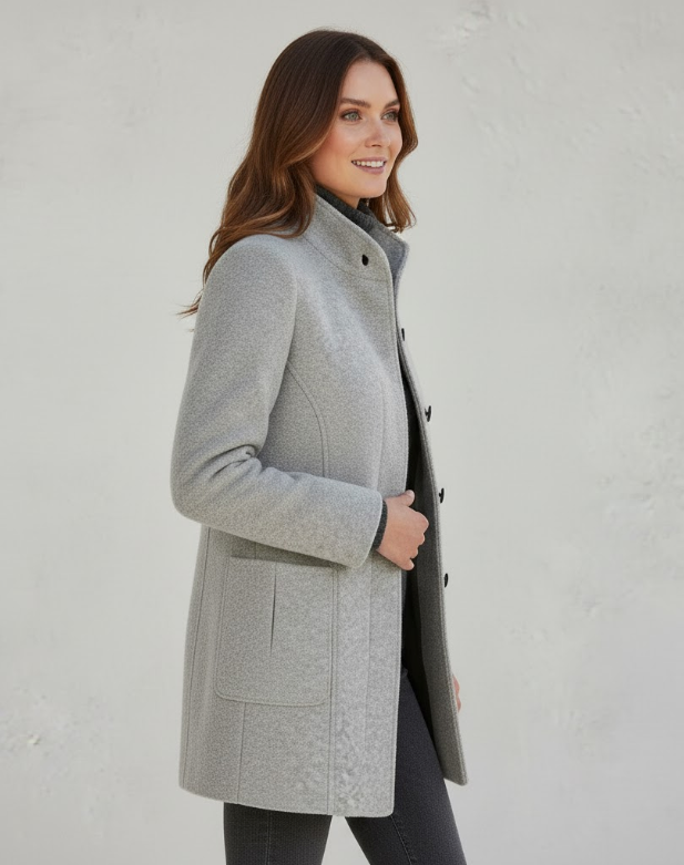 Cappotto corto in misto lana da donna moderno – Elegante giacca monopetto