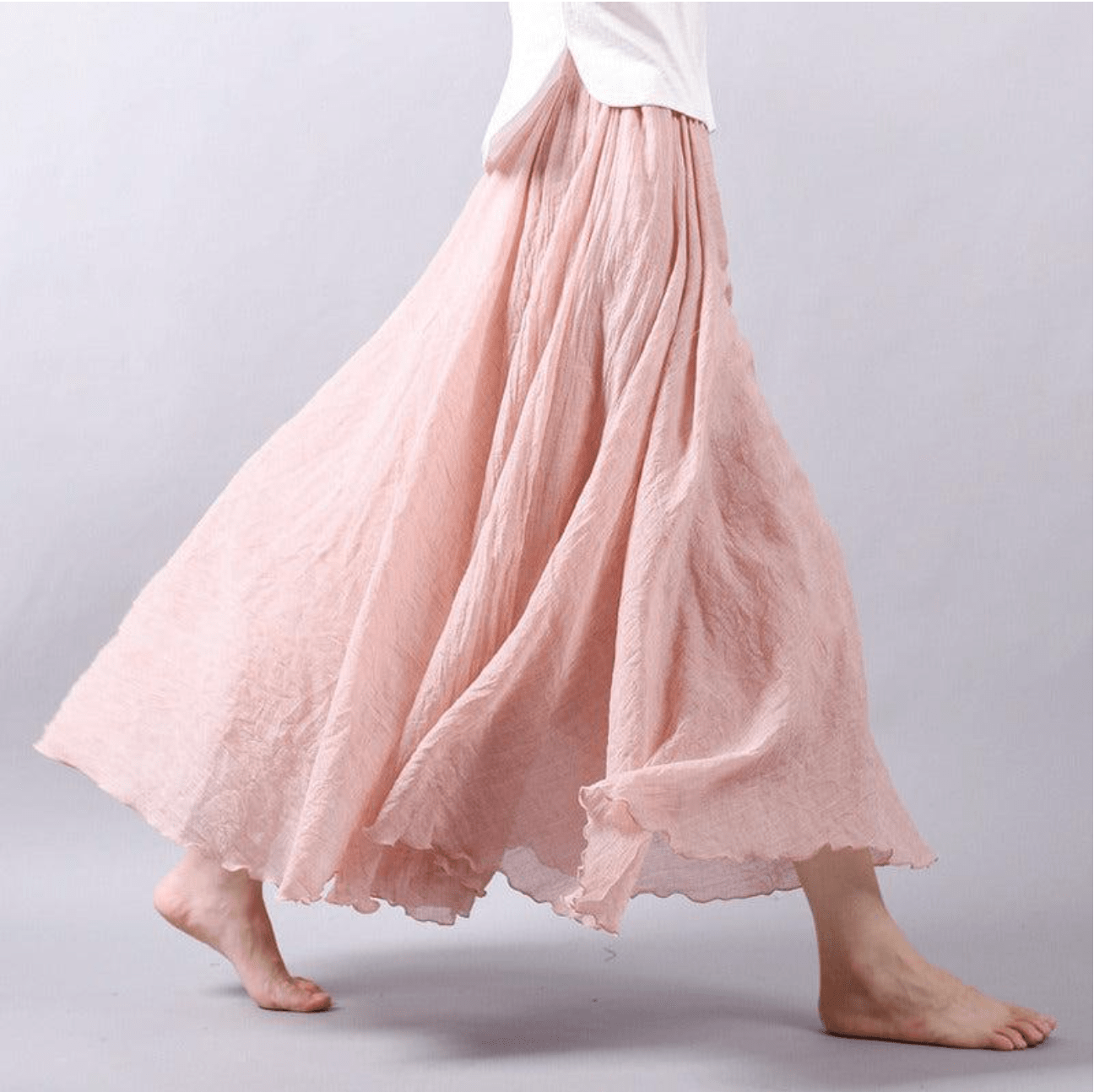 Gonna Lunga in Lino Donna – Gonna Maxi Fluida A-Line Stile Boho