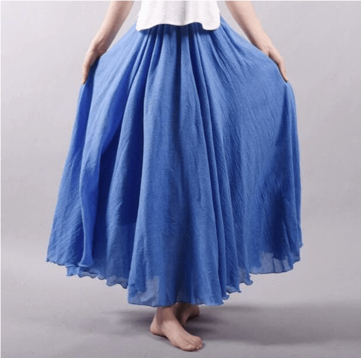 Gonna Lunga in Lino Donna – Gonna Maxi Fluida A-Line Stile Boho