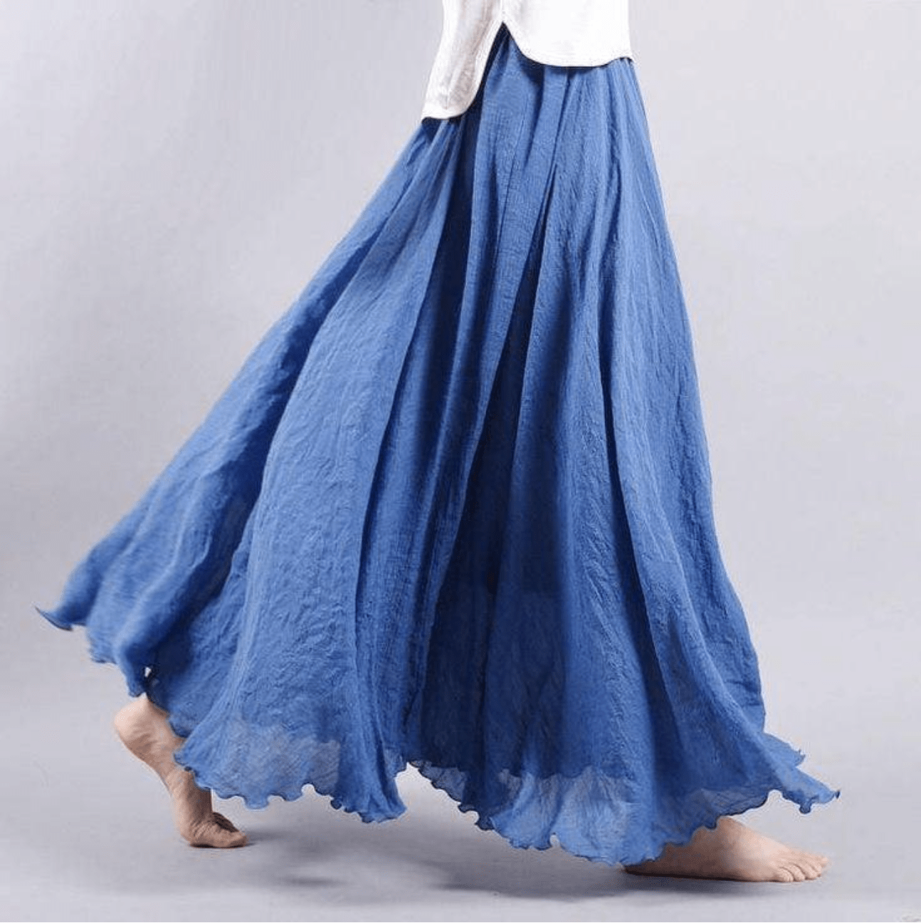 Gonna Lunga in Lino Donna – Gonna Maxi Fluida A-Line Stile Boho