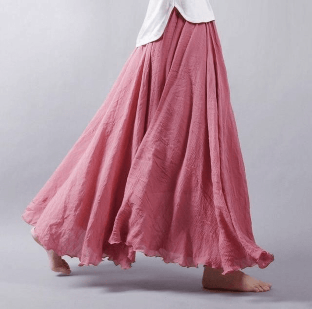 Gonna Lunga in Lino Donna – Gonna Maxi Fluida A-Line Stile Boho