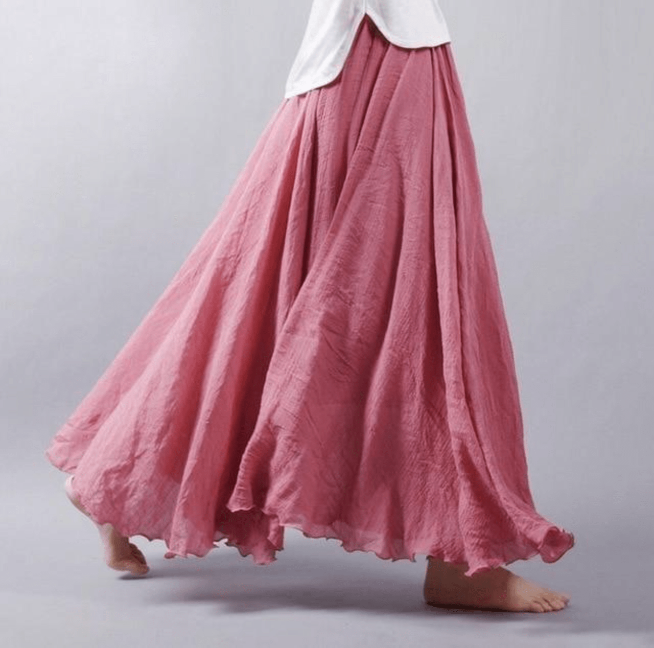 Gonna Lunga in Lino Donna – Gonna Maxi Fluida A-Line Stile Boho