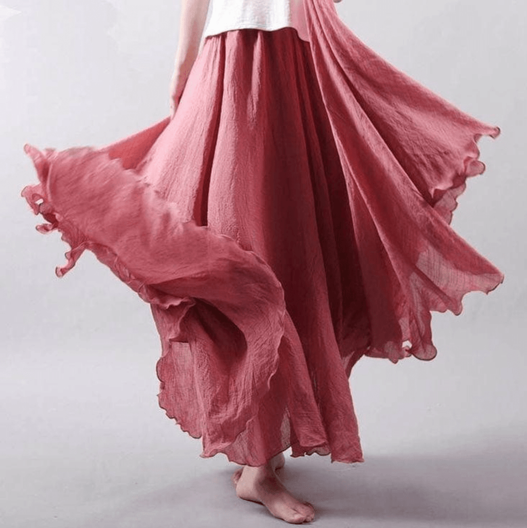 Gonna Lunga in Lino Donna – Gonna Maxi Fluida A-Line Stile Boho