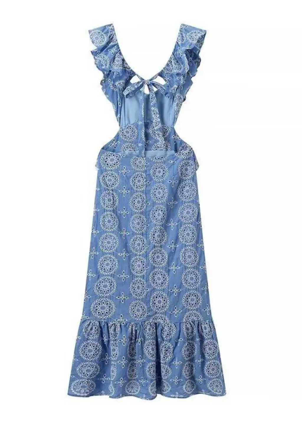 Abito maxi ricamato da donna con schiena scoperta – Elegante ed estivo