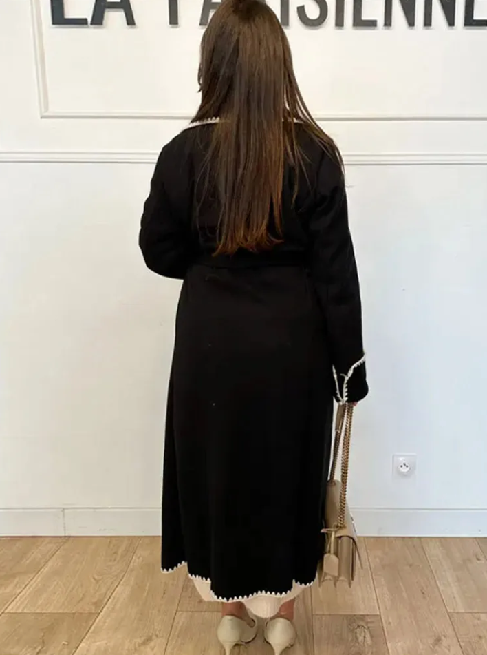 Elegante trench lungo patchwork da donna