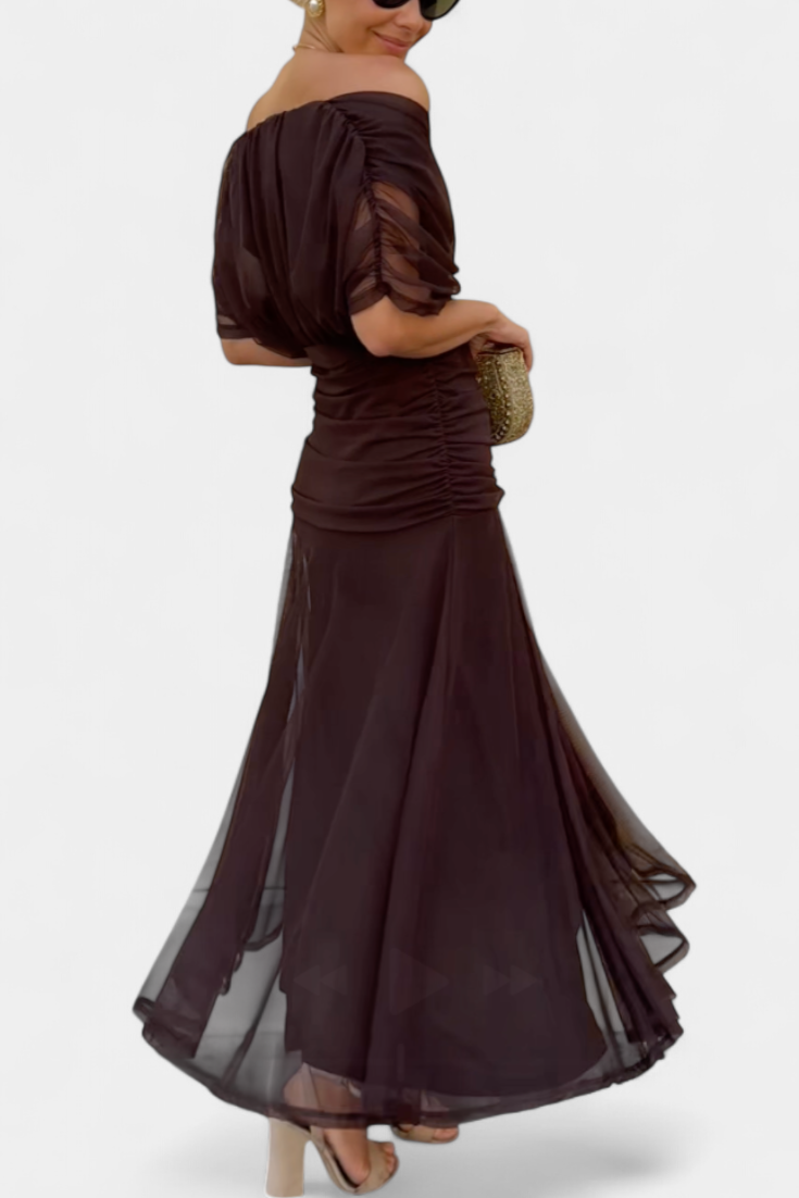 Rebeca Abito Elegante Donna – Stile Serale con Maniche Trasparenti