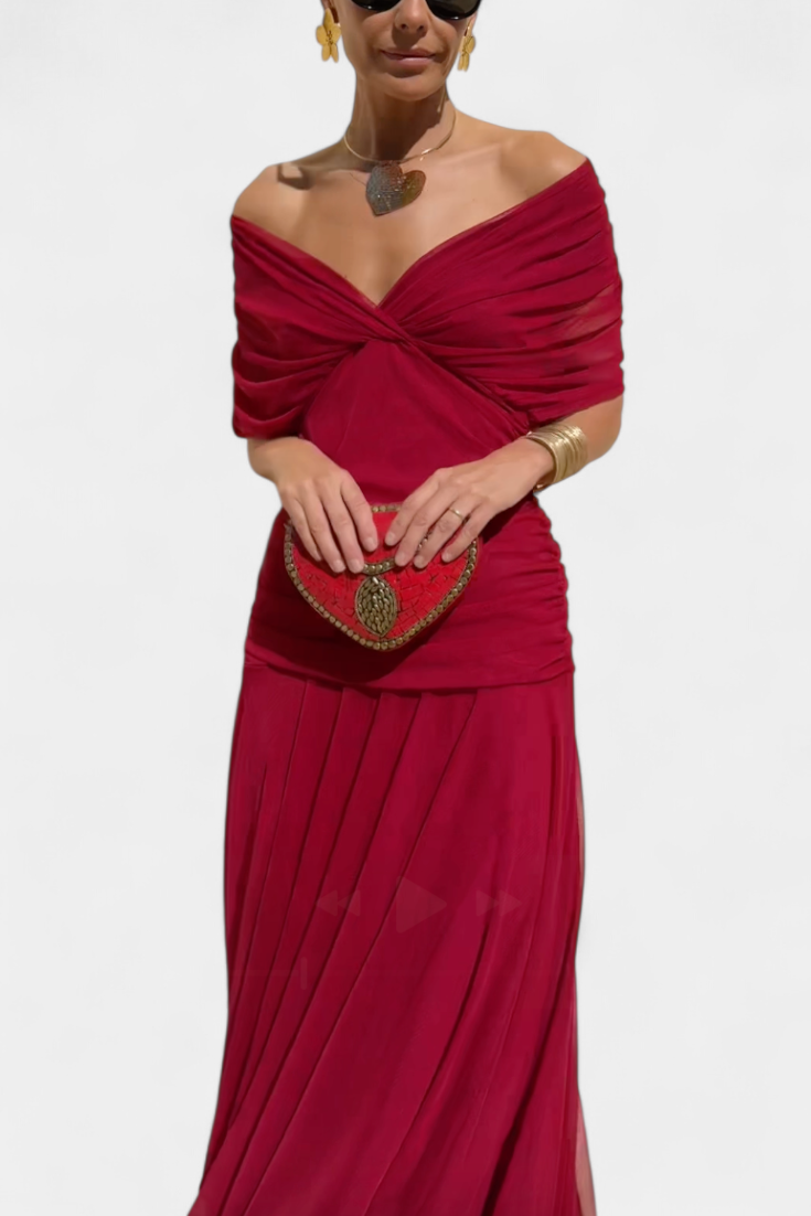 Elegante abito lungo da donna con scollo a V e stampa floreale – Abito estivo lungo e fluido