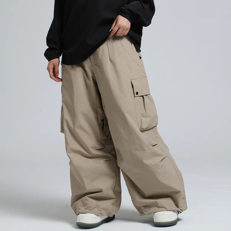 Pantaloni da sci unisex larghi – Pantaloni da snowboard traspiranti con cerniera e isolamento
