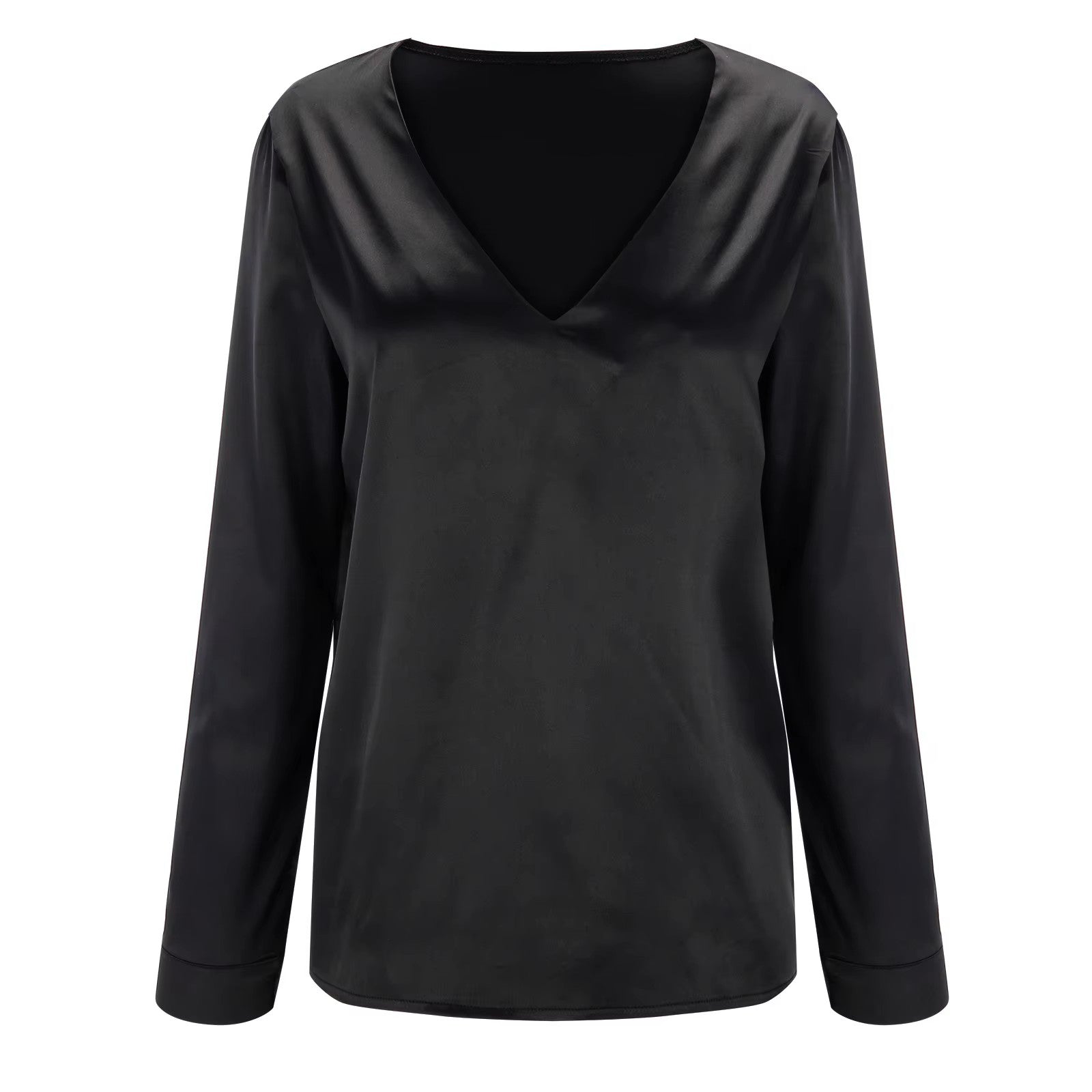 Camicetta satinata da donna con scollatura profonda – Blusa elegante fluida