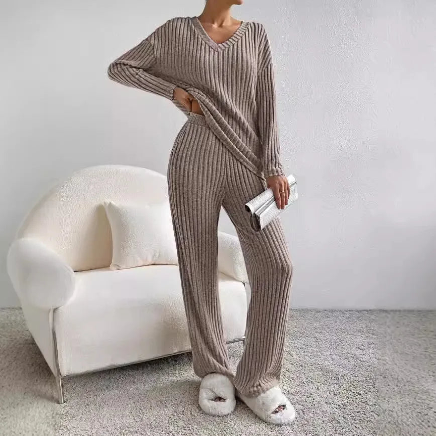 Completo da casa in maglia comodo a 2 pezzi da donna