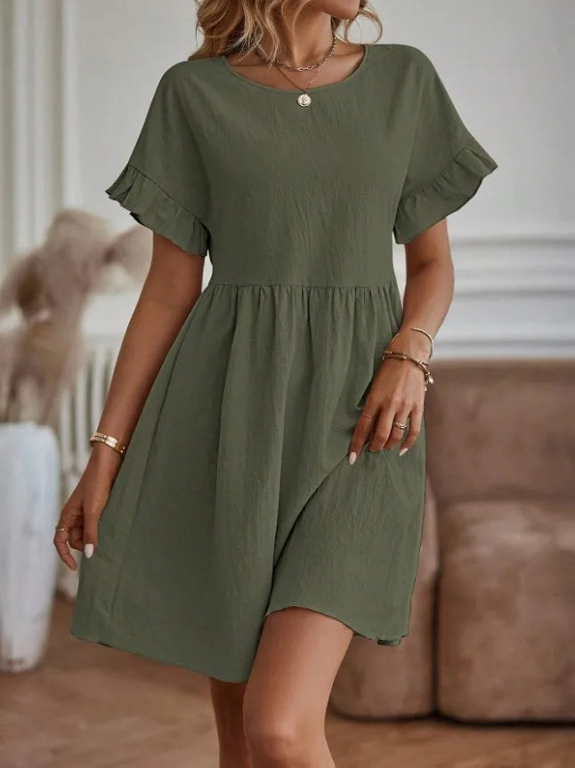 Mini abito da donna con scollo tondo – Stile casual elegante per tutti i giorni