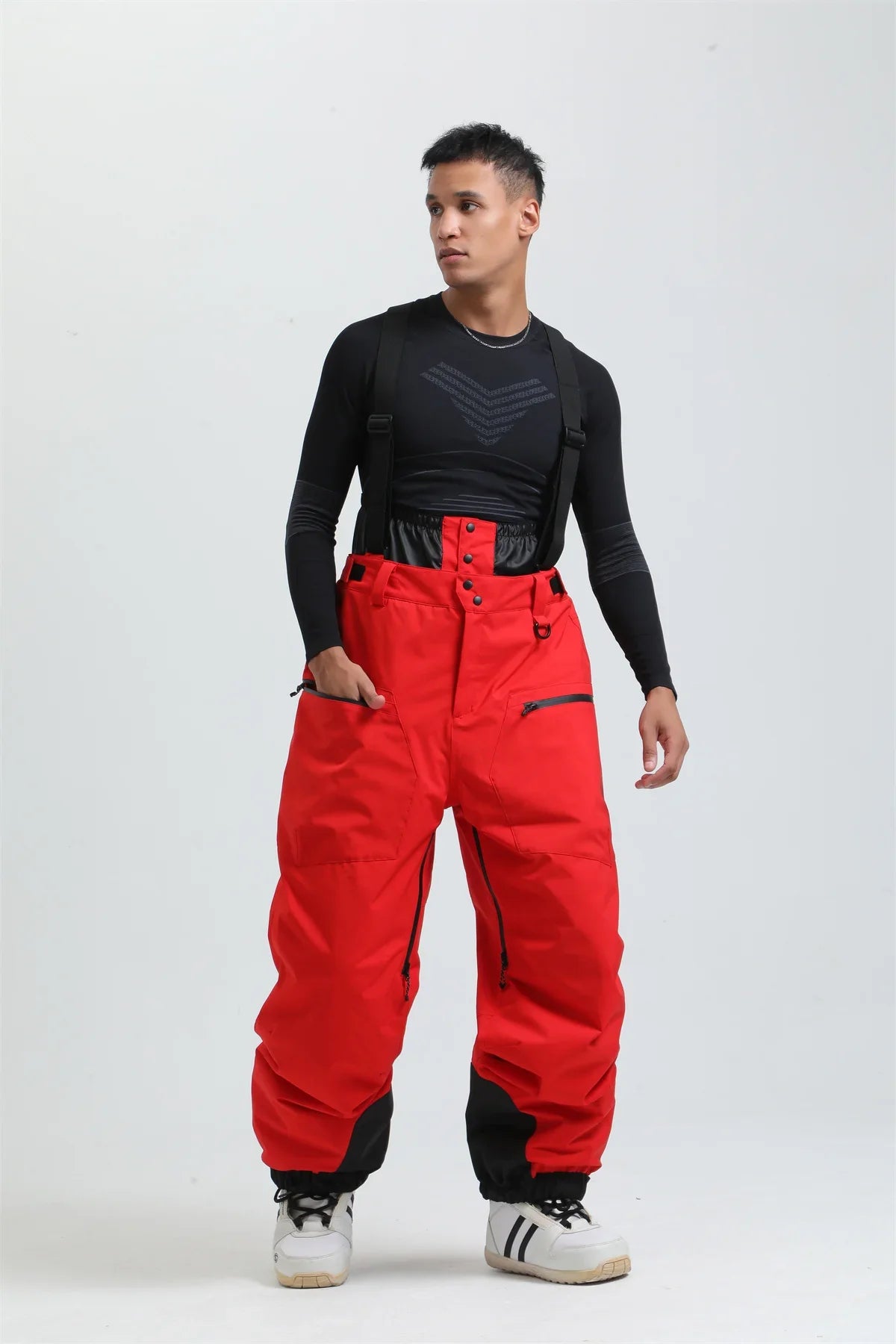 Pantaloni da sci unisex con bretelle – Pantaloni da neve impermeabili per freddo estremo (-40°C)