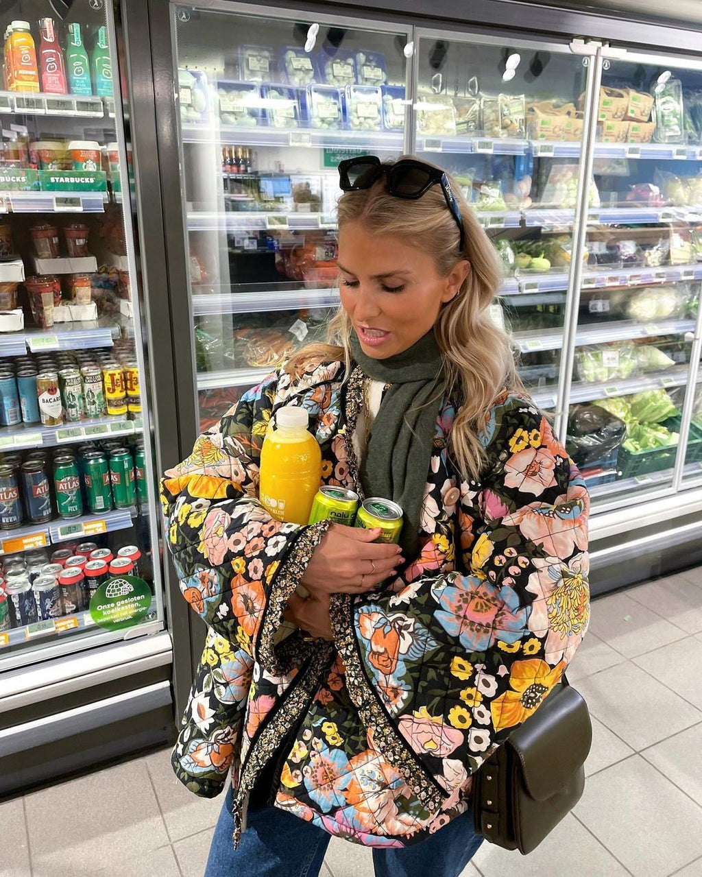 Giacca trapuntata reversibile da donna con stampa floreale colorata - Stile bohémien spesso e foderato