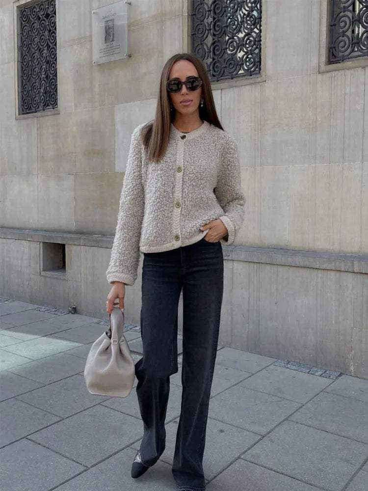 Camicia oversize alla moda da donna in stile Teddy