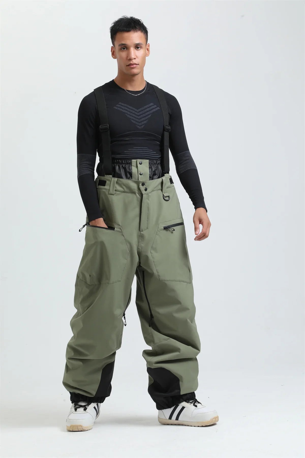Pantaloni da sci unisex con bretelle – Pantaloni da neve impermeabili per freddo estremo (-40°C)