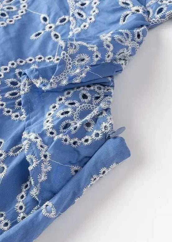 Abito maxi ricamato da donna con schiena scoperta – Elegante ed estivo