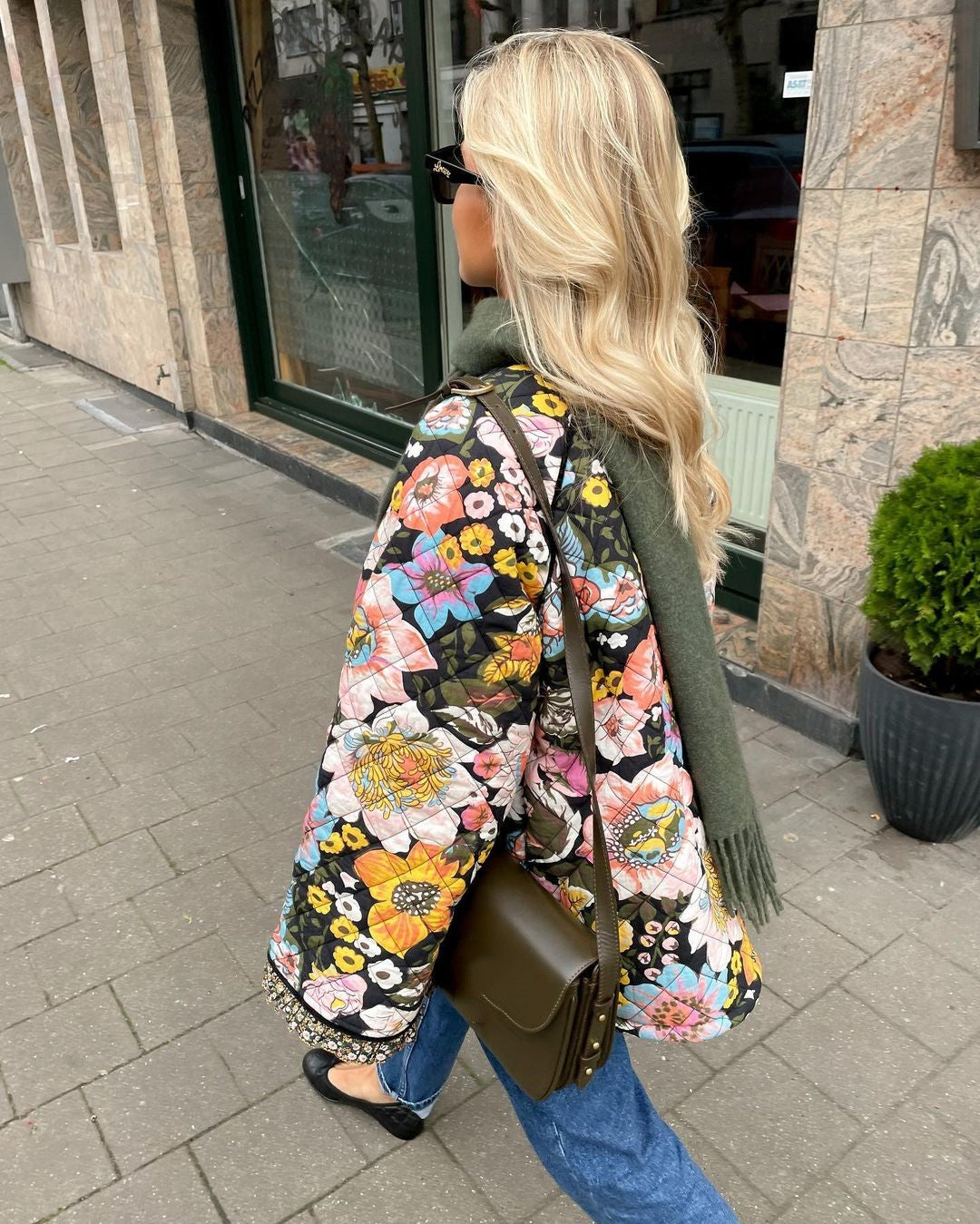 Giacca trapuntata reversibile da donna con stampa floreale colorata - Stile bohémien spesso e foderato