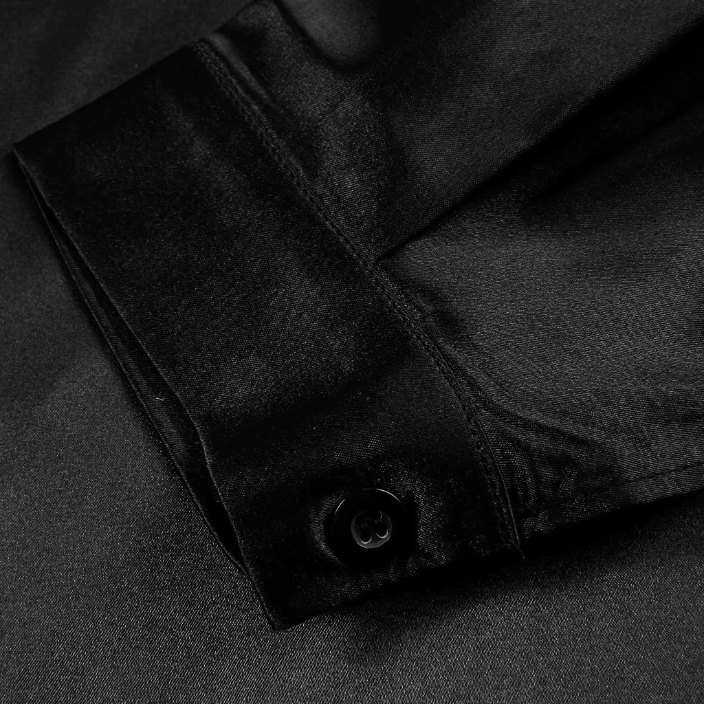 Camicetta satinata da donna con scollatura profonda – Blusa elegante fluida