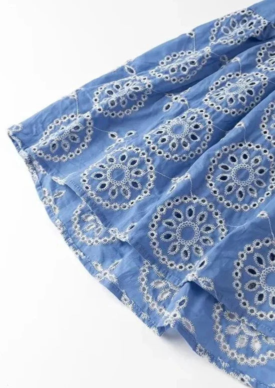 Abito maxi ricamato da donna con schiena scoperta – Elegante ed estivo