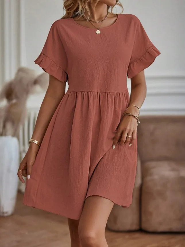 Mini abito da donna con scollo tondo – Stile casual elegante per tutti i giorni