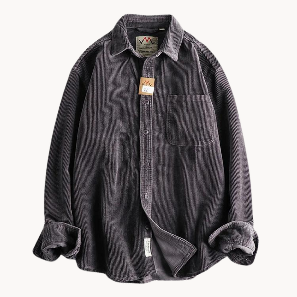 Camicia da uomo con bottoni e lavorazione a coste – Camicia casual e strutturata