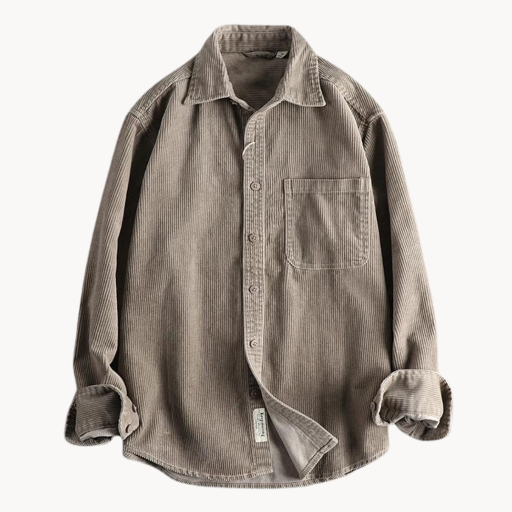 Camicia da uomo con bottoni e lavorazione a coste – Camicia casual e strutturata