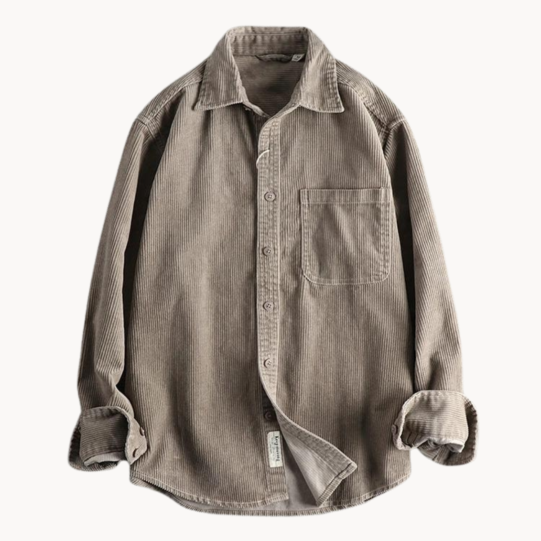 Camicia da uomo con bottoni e lavorazione a coste – Camicia casual e strutturata