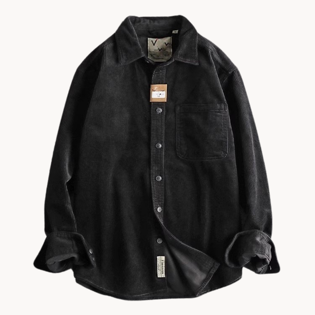 Camicia da uomo con bottoni e lavorazione a coste – Camicia casual e strutturata