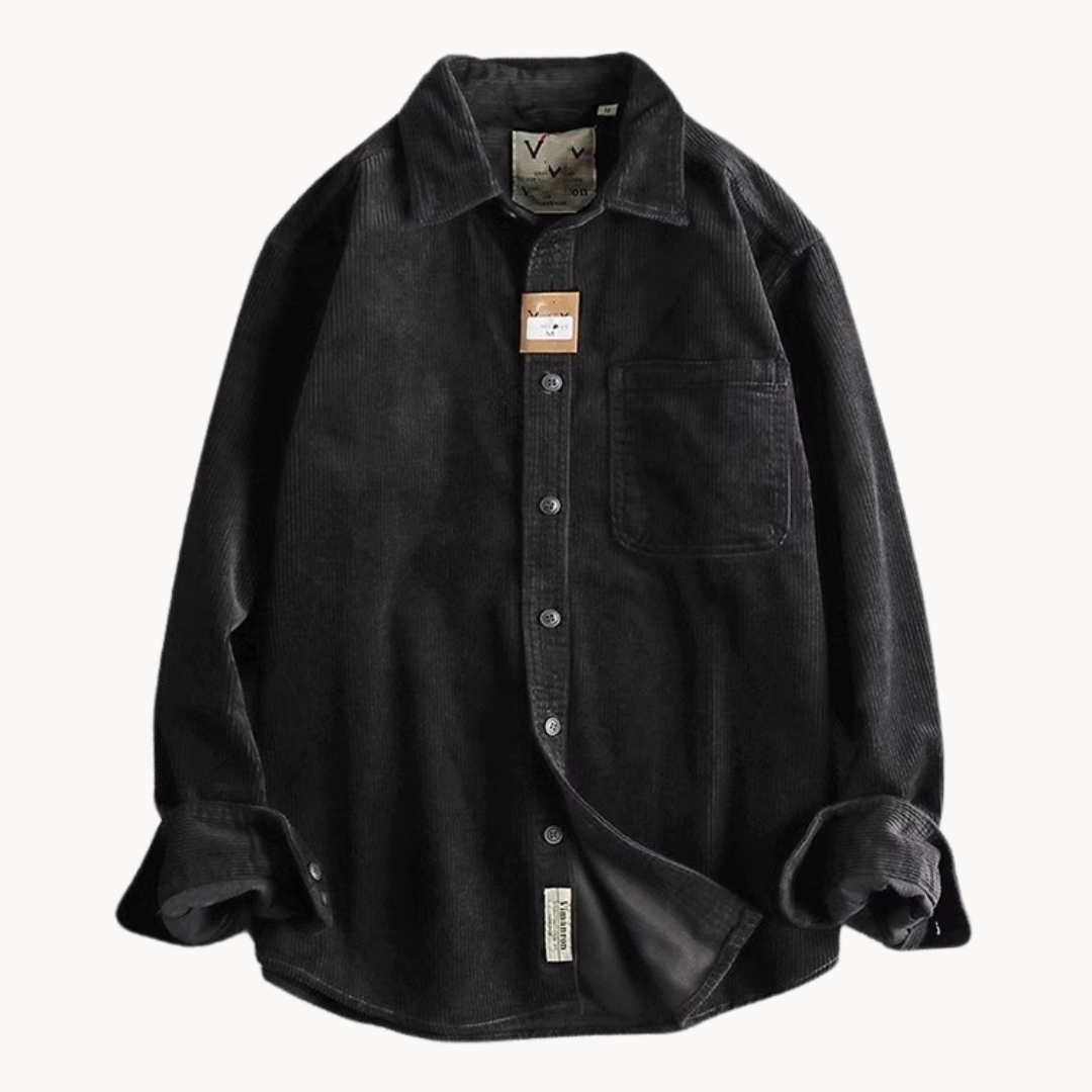 Camicia da uomo con bottoni e lavorazione a coste – Camicia casual e strutturata