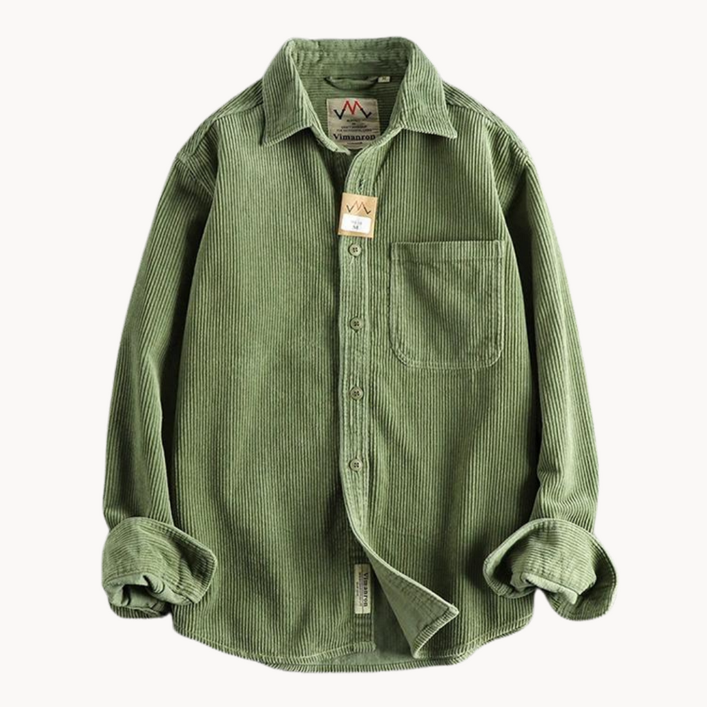 Camicia da uomo con bottoni e lavorazione a coste – Camicia casual e strutturata