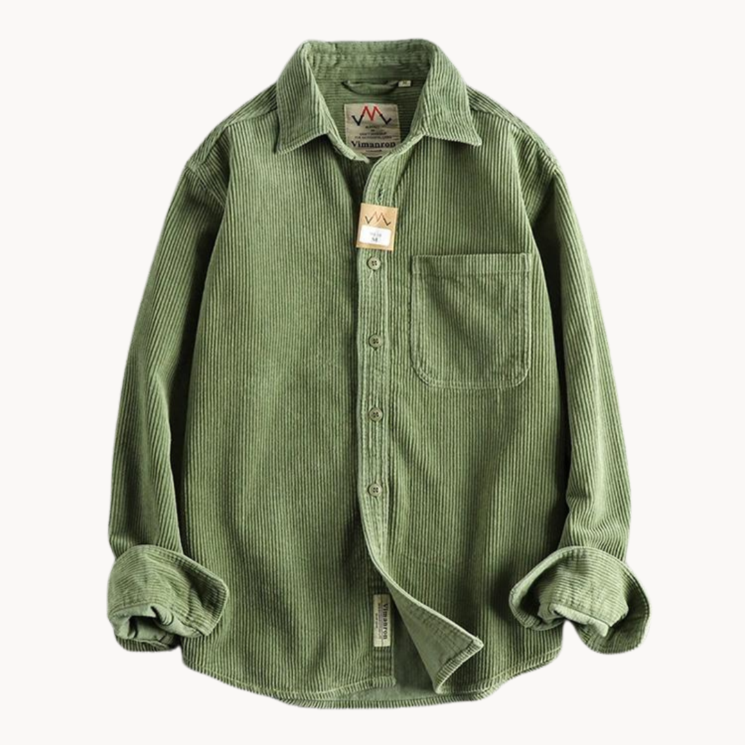 Camicia da uomo con bottoni e lavorazione a coste – Camicia casual e strutturata