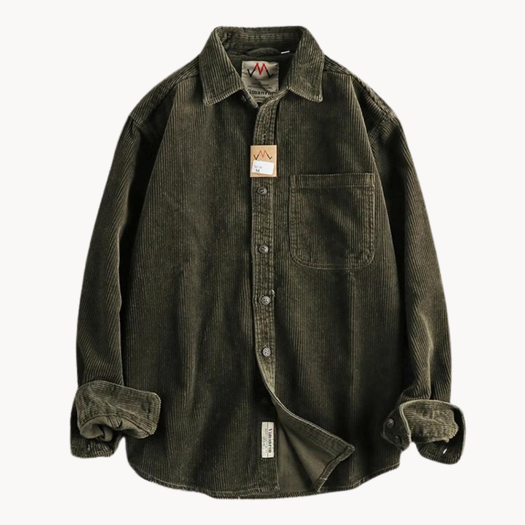 Camicia da uomo con bottoni e lavorazione a coste – Camicia casual e strutturata