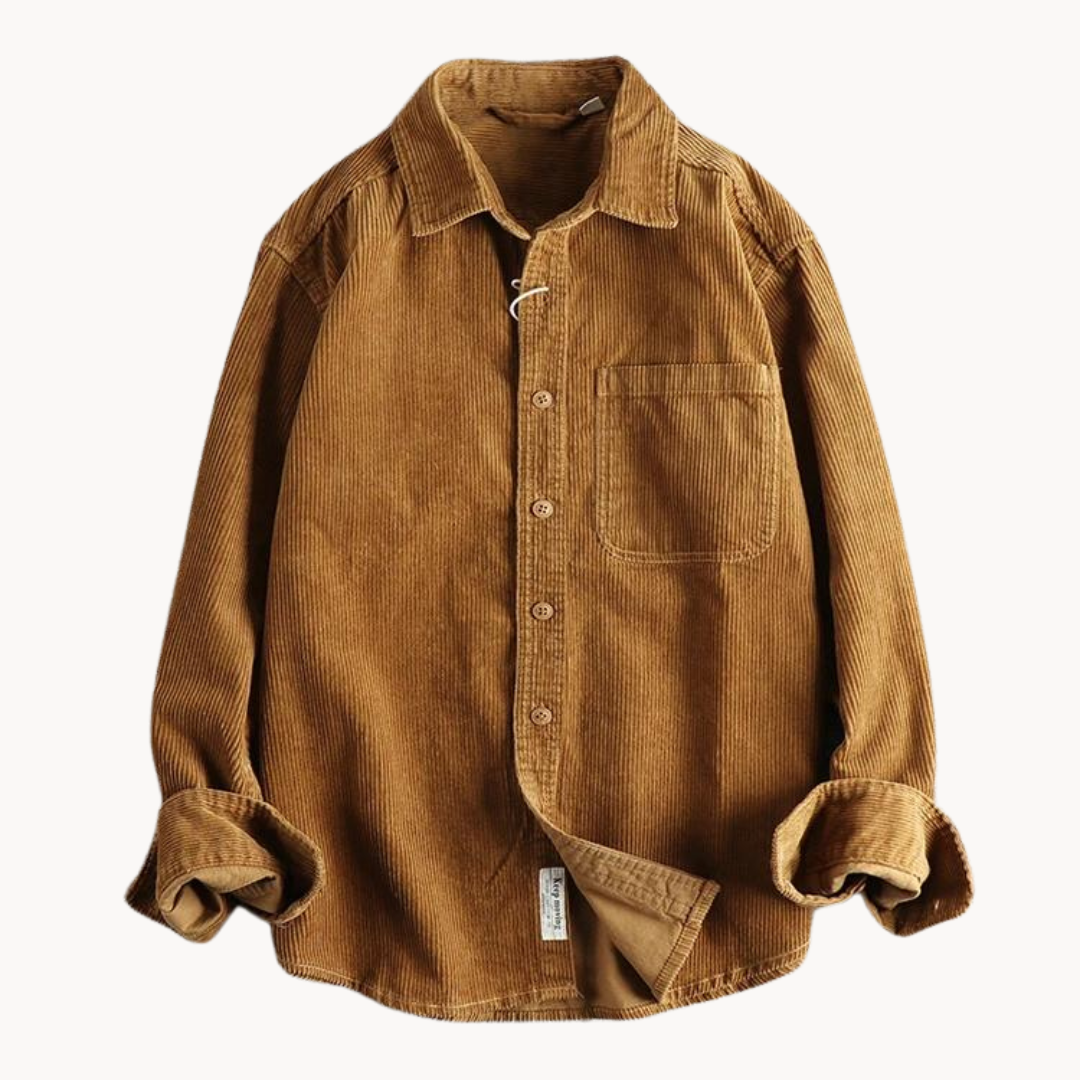 Camicia da uomo con bottoni e lavorazione a coste – Camicia casual e strutturata