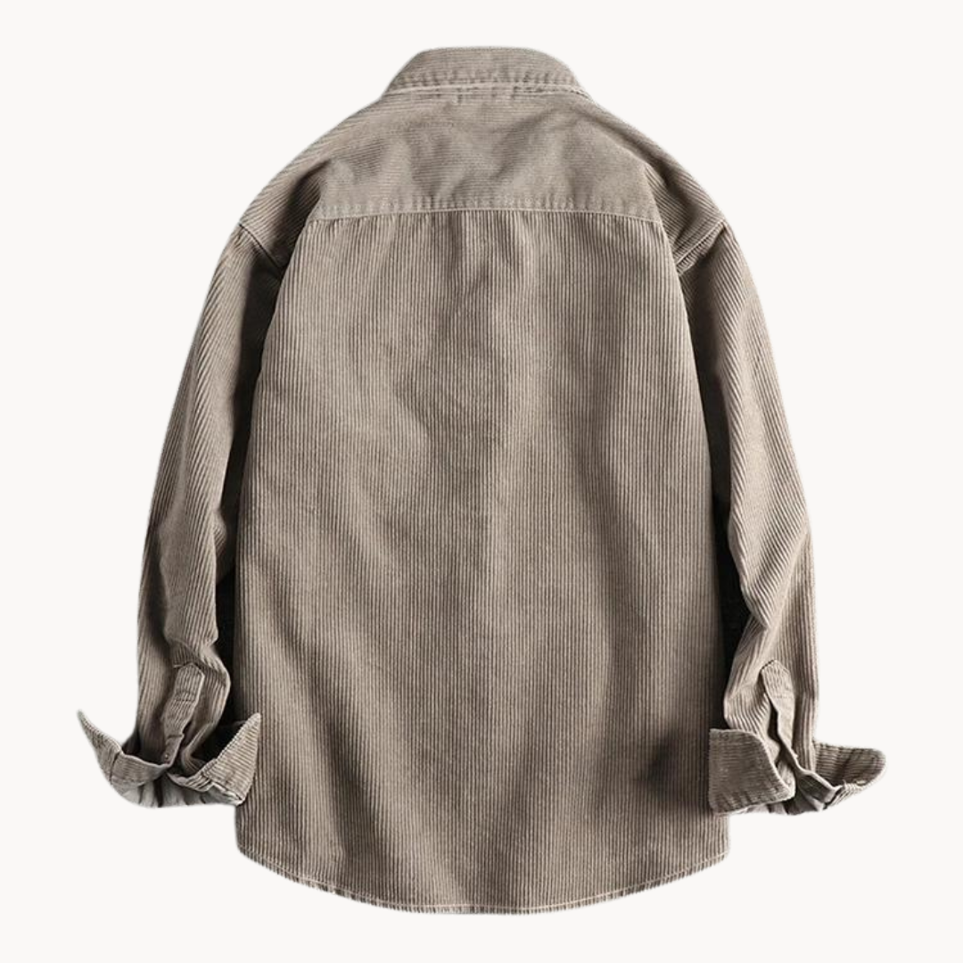 Camicia da uomo con bottoni e lavorazione a coste – Camicia casual e strutturata