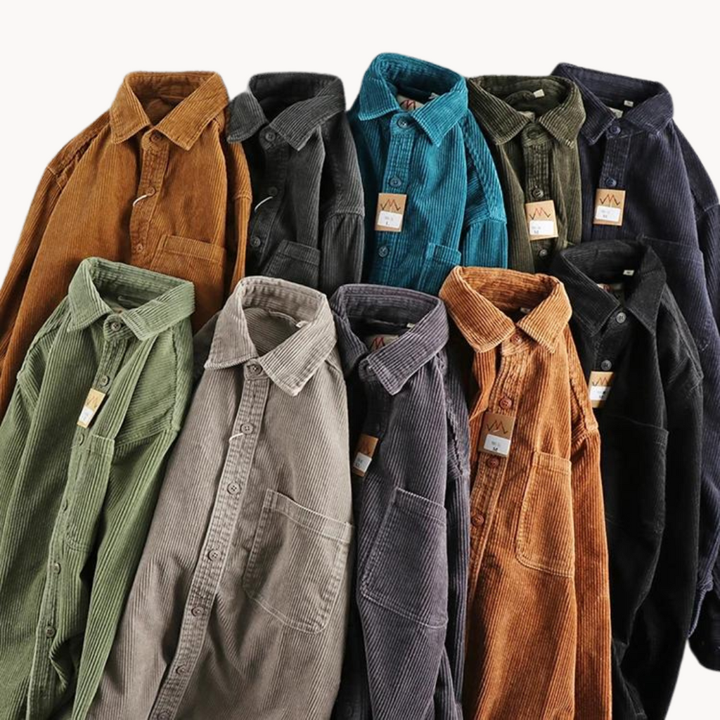 Camicia da uomo con bottoni e lavorazione a coste – Camicia casual e strutturata