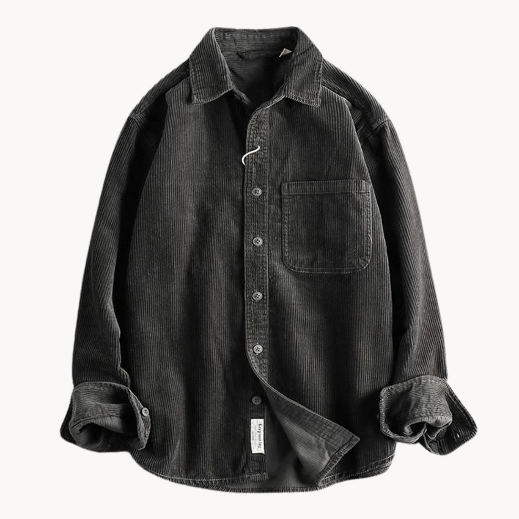 Camicia da uomo con bottoni e lavorazione a coste – Camicia casual e strutturata