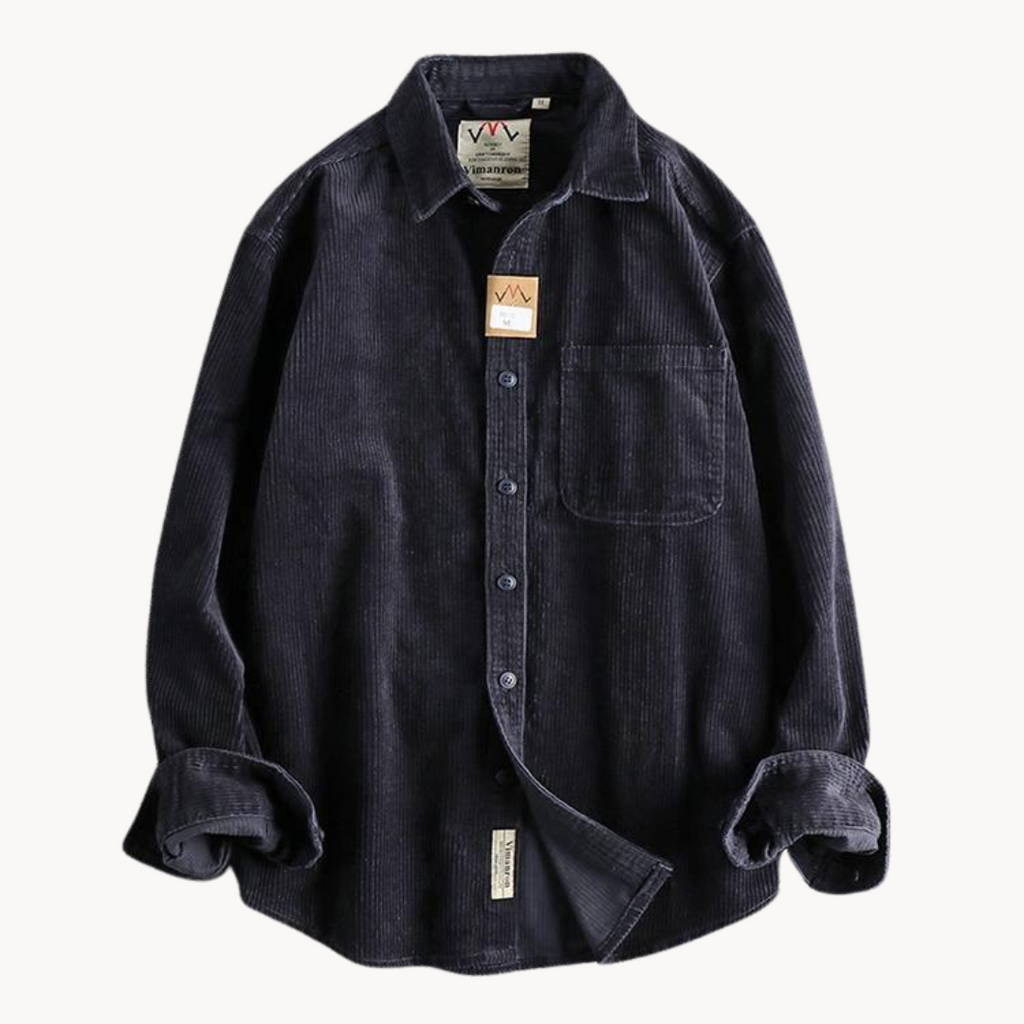 Camicia da uomo con bottoni e lavorazione a coste – Camicia casual e strutturata