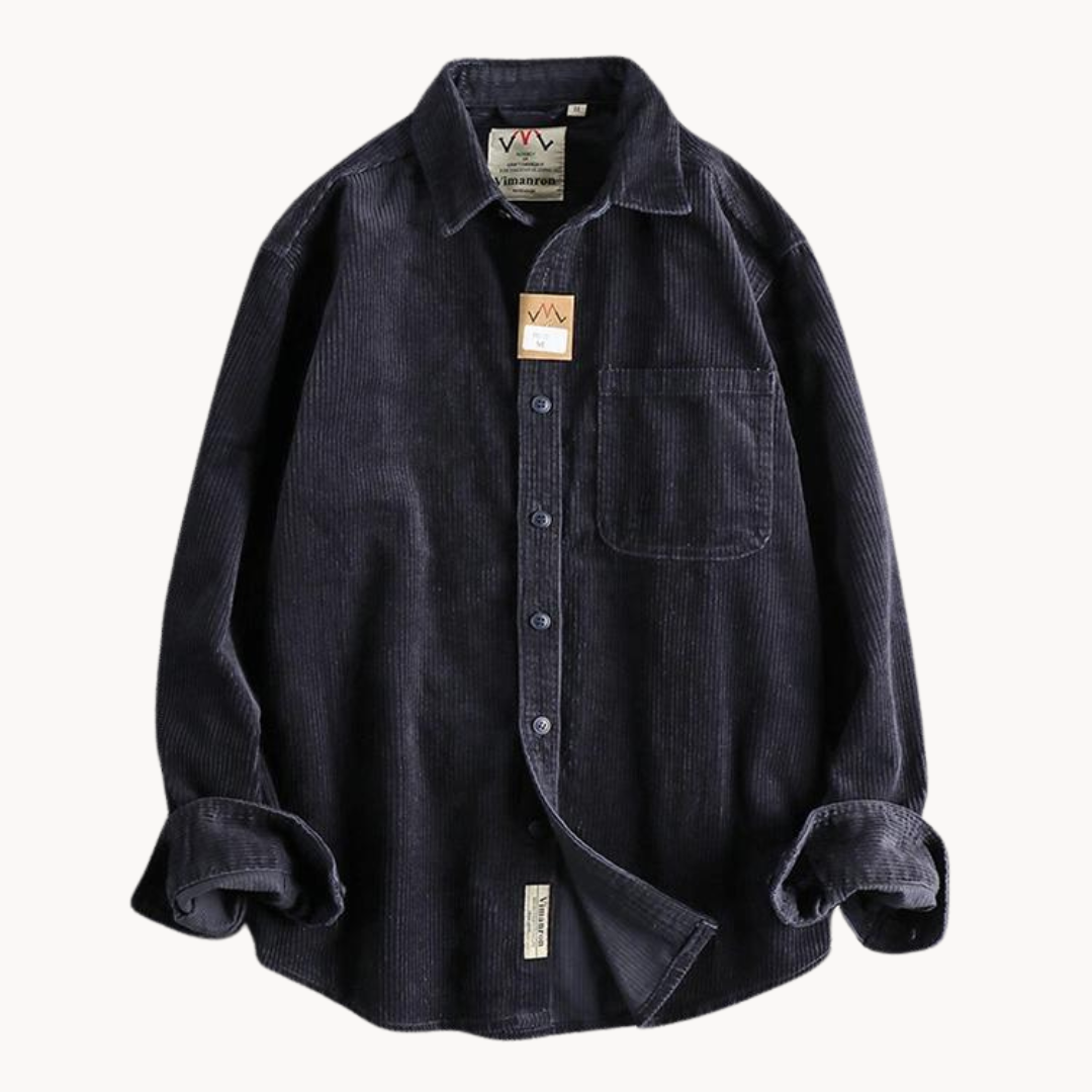 Camicia da uomo con bottoni e lavorazione a coste – Camicia casual e strutturata