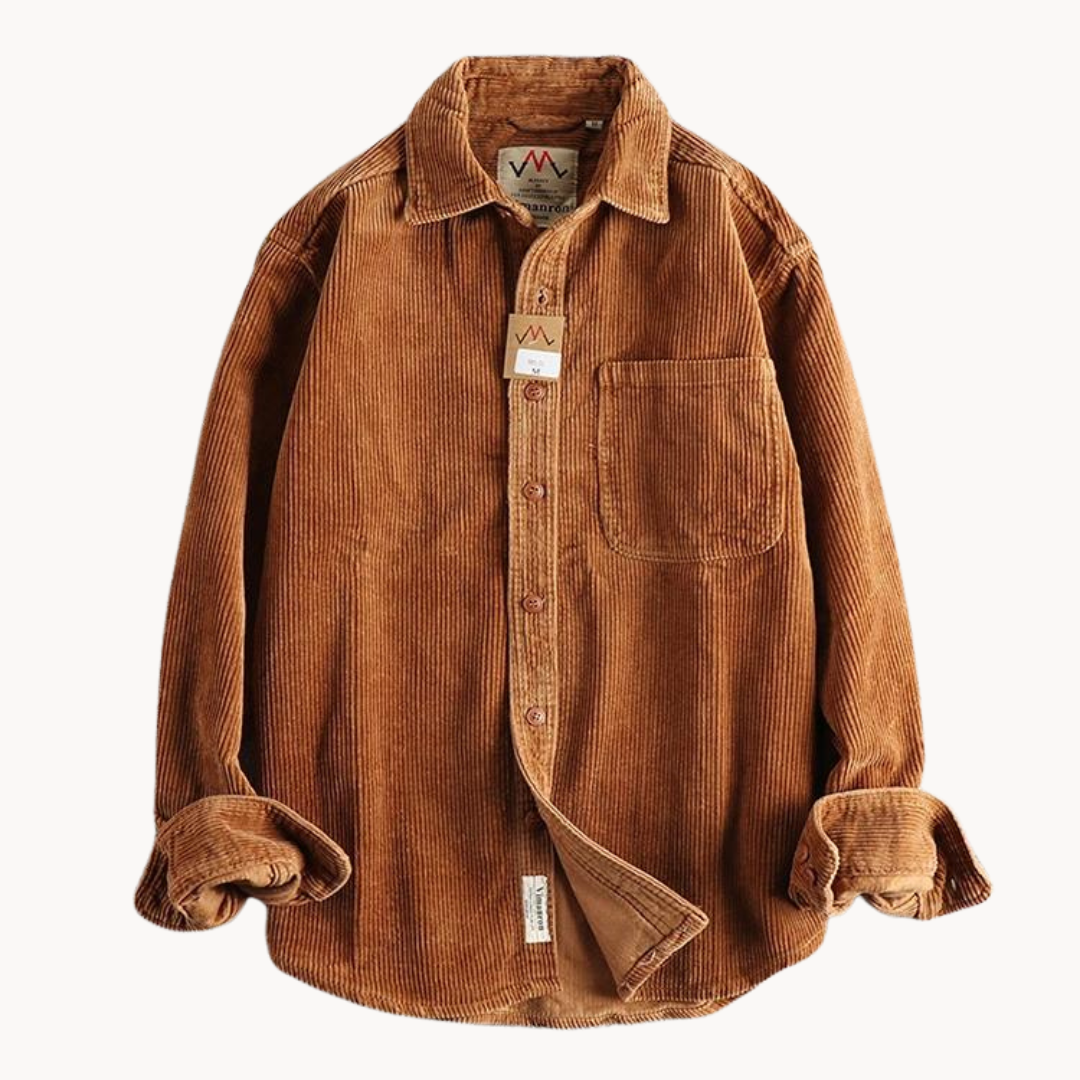 Camicia da uomo con bottoni e lavorazione a coste – Camicia casual e strutturata
