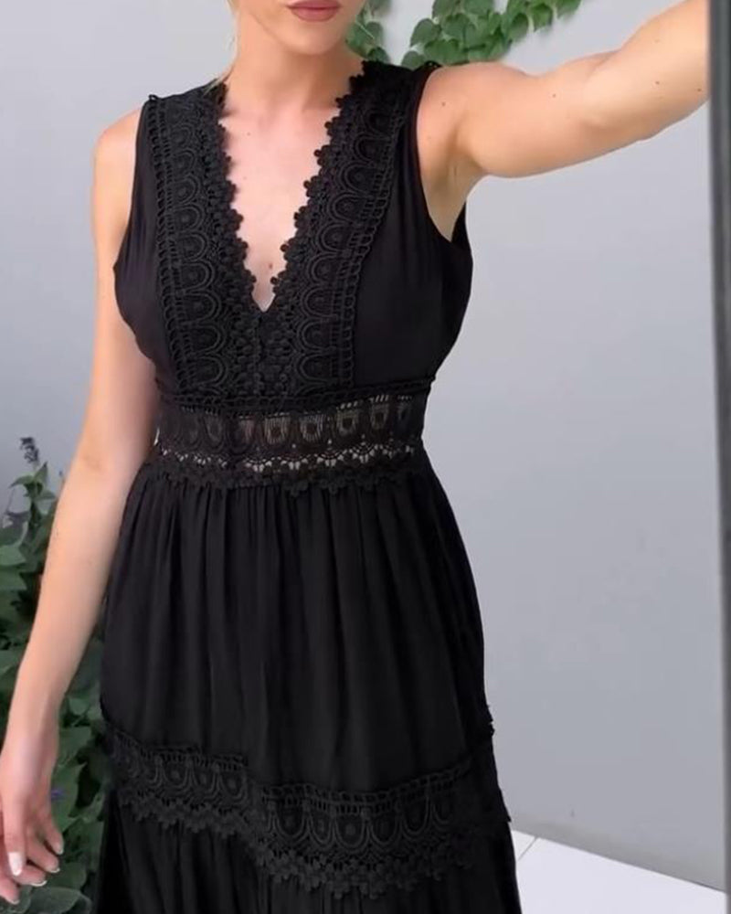 Abito lungo Stella in pizzo bianco stile boho chic