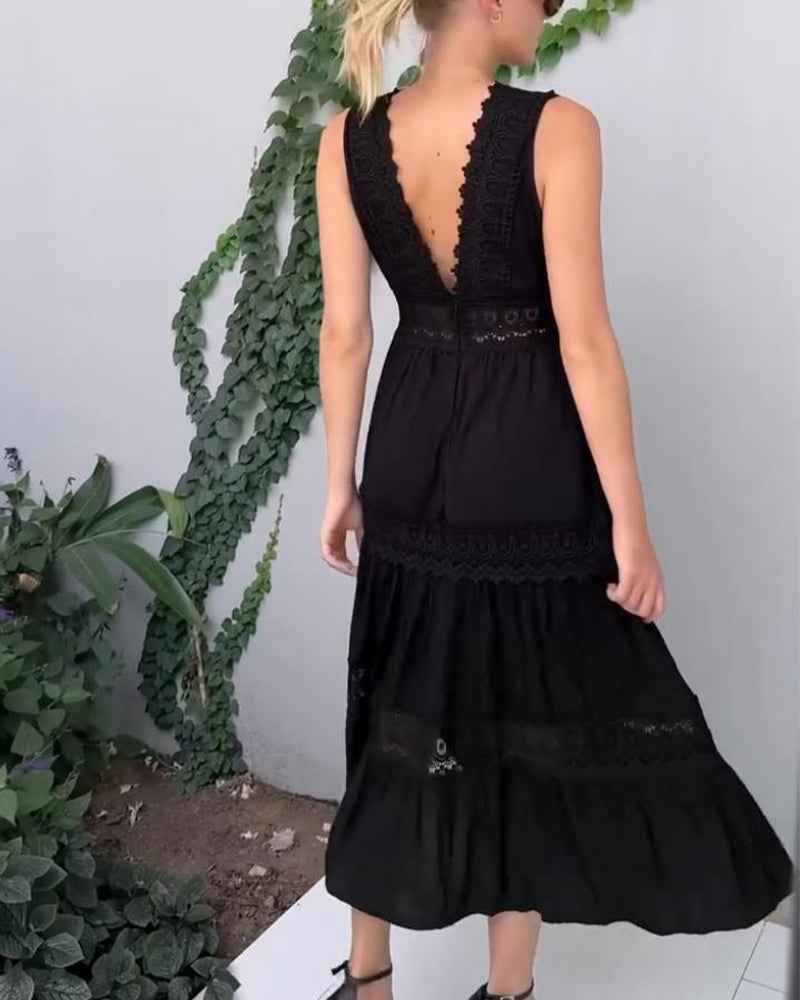 Abito lungo Stella in pizzo bianco stile boho chic