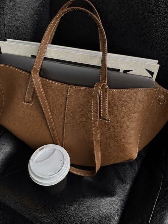 Elegante borsa tote vintage da donna - Grande borsa a mano in pelle con tracolla, capienza generosa, stile quotidiano raffinato