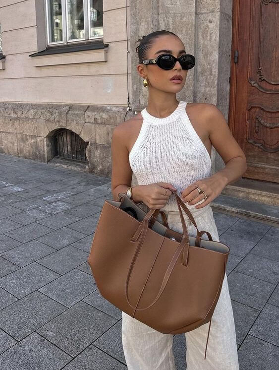 Elegante borsa tote vintage da donna - Grande borsa a mano in pelle con tracolla, capienza generosa, stile quotidiano raffinato